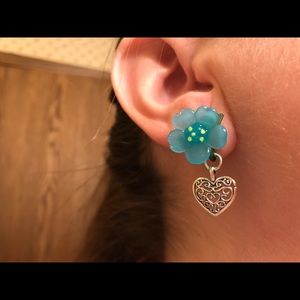 Babyblue handmade glass flower earrings